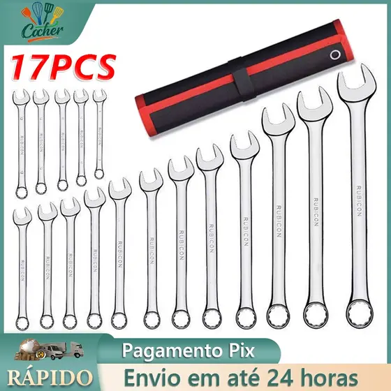 jogo de chave combinada 17 Peças Profissional combinação de aço carbono Chave fixa