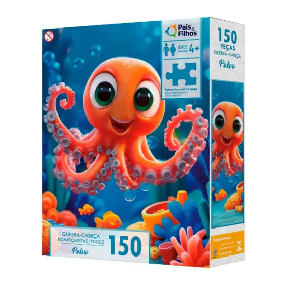 Quebra-Cabeças Polvo Fundo do Mar Com 150 Peças - Pais e Filhos