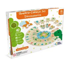 Quebra Cabeça 3x1 Dinossauros Mdf 41 Peças - Pais & Filhos