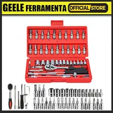 Kit De Ferramentas 40/46 Peças Jogo De Soquetes Chave Catraca Reversível Com Maleta Jogo De Ferramentas Completo
