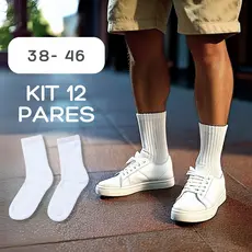 Kit Até 12 Pares Meia Cano Alto Algodão Premium Masculina Respirável