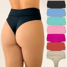 Kit Até 10 Calcinha Feminina Cós Alto Fio Dental Duplo Forro Algodão