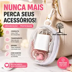 Mini Bolsa Organizadora Transparente com Zíper Porta Fone carregador Batom Acessórios