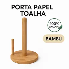 Porta Papel Toalha de Bambu para Cozinha Suporte Vertical Mesa