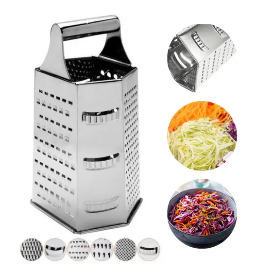 Ralador 6 Faces Aço Inox Multiuso Com Alça Para Legumes