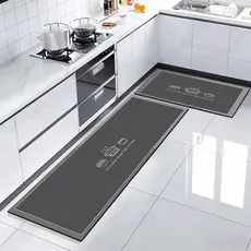 Kit 2 Tapetes de Cozinha - Borracha Antiderrapante, Super Absorvente e Secagem Rápida 120*34cm+60*34cm
