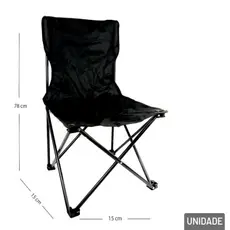 Cadeira Camping Dobrável Metal Impermeável compacta com bolso porta copos praia passeio pesca com bolsa até 120 kg
