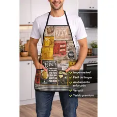 kit com 3 Avental Cozinha Impermeável Estampado Fácil de limpar e Prático Não Mancha