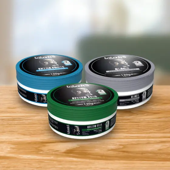 Kit 3 Pastas Modeladoras Lelooks Masculinas 130g
