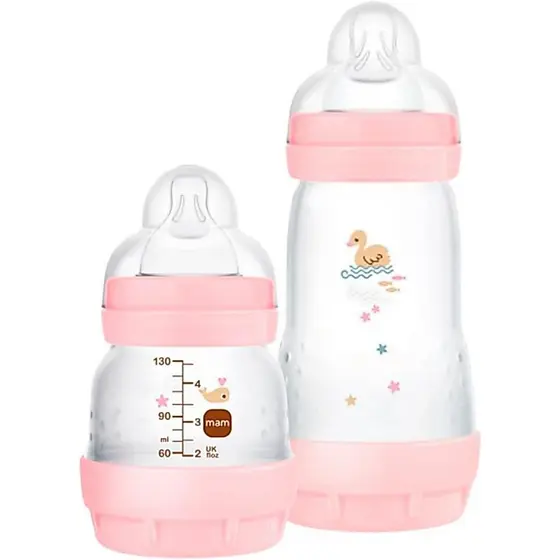 Kit 2un Mamadeira Anticólica MAM START 130ml e 260ml ROSA