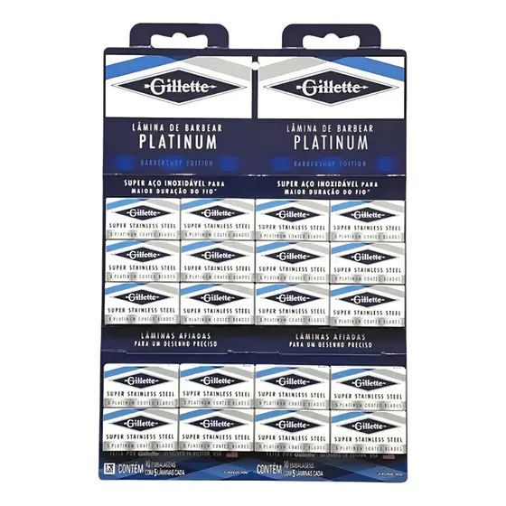 Lâmina de Barbear Gillette Platinum Original - Cartela c/ 100 Unidades - Barbeiro Profissional