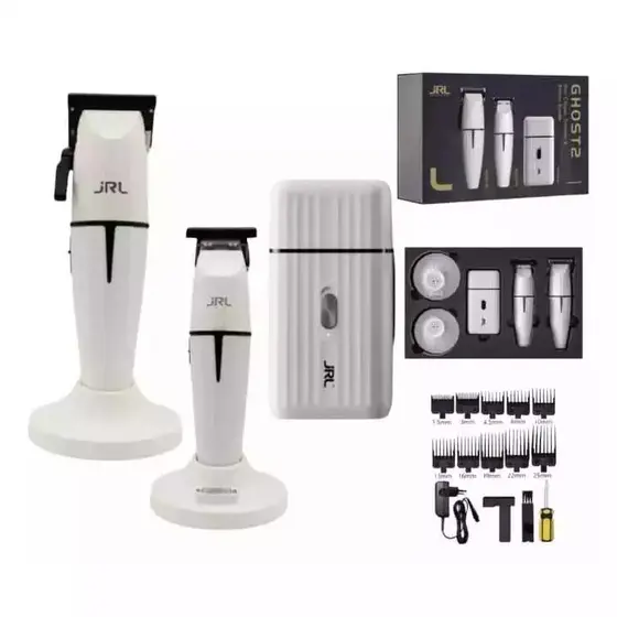 Kit Combo JRL Ghost 2 - Corte + Acabamento + Shaver Branca Profissional