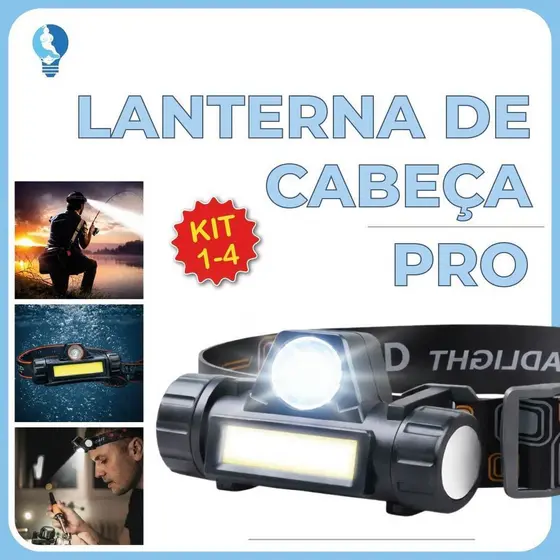 Lanterna de Cabeça Led Alta Potência com lanterna dianteira carregador USB Bivolt