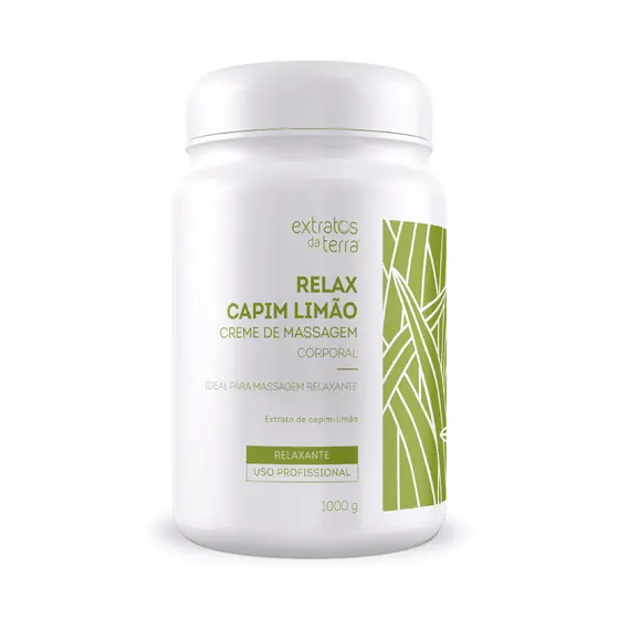 Creme de Massagem Capim Limão 1kg Extratos da Terra Deslize Prolongado Vegano
