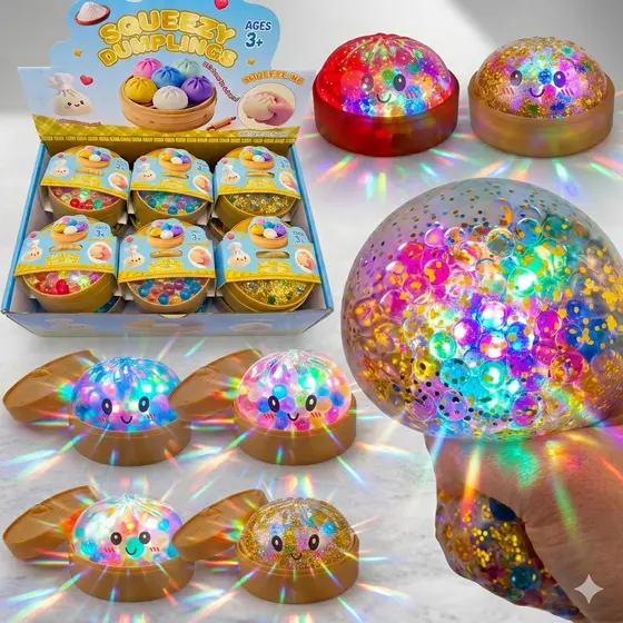 Dumpling Squishy Caixa Misteriosa Mole Estresse Grande Fofa Brinquedo Sensorial Fidget Bao Com led