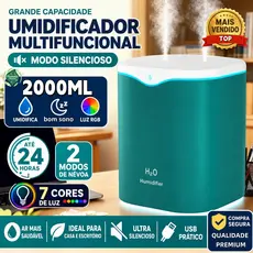 Umidificador Grande 2 Litros Saída Dupla Luzes LED's Coloridas Silencioso Aromatizador
