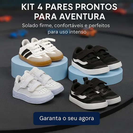 Kit 4 Tênis Infantil Menino - Conforto, Estilo e Praticidade Para Treinar Do 20 ao 27 - GARANTA JÁ!