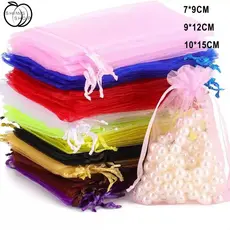 Kit 5/10/25 Un Saco Saquinho Organza Tule Saquinho-Multiuso Casa,Lembrancinhas e Decoração Sacos Festa Casamento