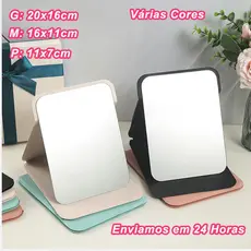 Espelho de Maquiagem Dobrável Retrô com Case em Couro PU - Portátil para Bolsa e Viagens, 3 Tamanhos