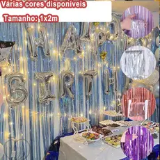 Cortinas Metalizadas Coloridas Decoração Festas 2M X 1M Enfeite para Decoração de Festas e Eventos