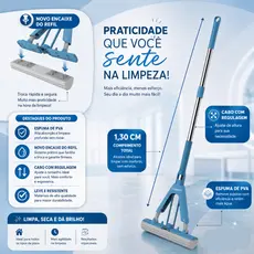 Mop Limpeza Geral Rodo Mop Fácil Com Espuma Enxuga E Varre Rodo de Limpeza Magico Esfregão