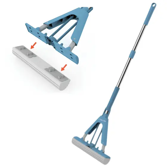 Kit Mop com 1 refil extra Limpeza Geral Rodo Mop Fácil Com Espuma Enxuga E Varre Esfregão