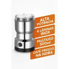 Moedor Elétrico de Café e Grãos – 4 Lâminas Inox, Alta Potência p/ Temperos, Cereais e Farinhas | Bivolt 110/220V