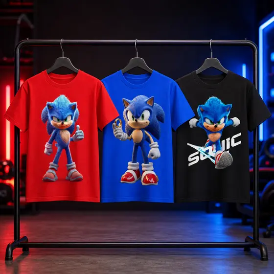 Kit 3 Camisetas Infantil Sonic – Menino – Estampas Divertidas e Coloridas