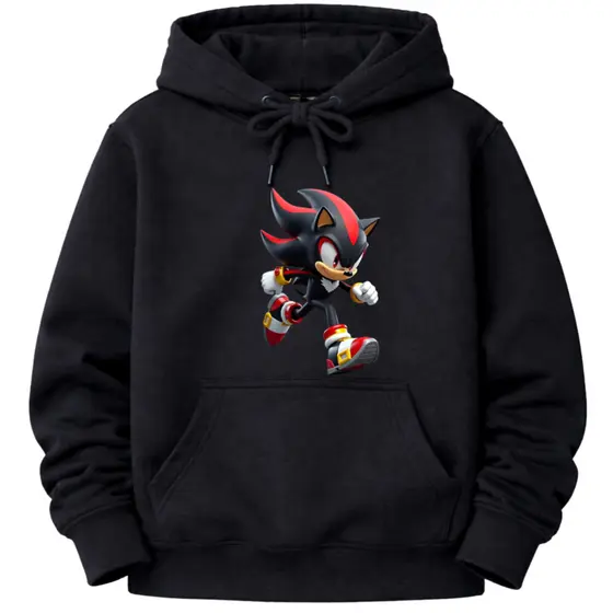 Casaco Infantil Sonic Personagem Shadow Estiloso Flanelado Roupa de Frio Menino Menina