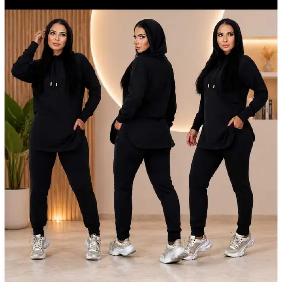 Conjunto  Lãzinha feminino Manga Longa com Capuz e Calça inverno