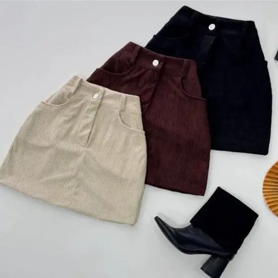 ✨SAIA  Feminina Veludo Cotelê Cintura Alta Casual Elegante Moda Inverno Tendência 2026 ✨