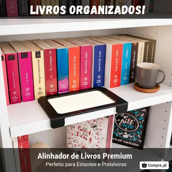 Alinhador de Livros Premium / Livros organizados / Estante funcional