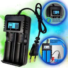 Carregador Digital Duplo Bateria Lanterna Tática Led Bivolt 26650 18650 16340 X-900 Universal