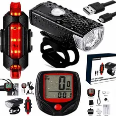 Farol Lanterna Velocimetro com Fio Bicicleta Iluminação Recarregavel USB Sinalizador Bike