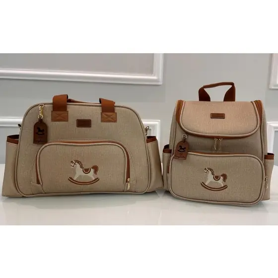 Kit Bolsa Maternidade  e Mochila de Bebe Cavalinho Luxo Premium Arte& Companhia