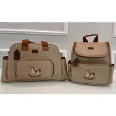 Kit Bolsa Maternidade  e Mochila de Bebe Cavalinho Luxo Premium Arte& Companhia