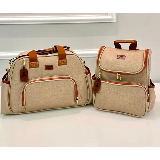 Kit Bolsa Maternidade e Mochila de Bebe Luxo ELLEN Impermeável Premium ARTE & COMPANHIA
