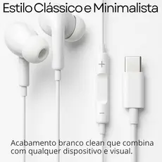 Fone de Ouvido com Fio Estéreo Tipo-C com Microfone Som Nítido para Celular Android Música Chamadas