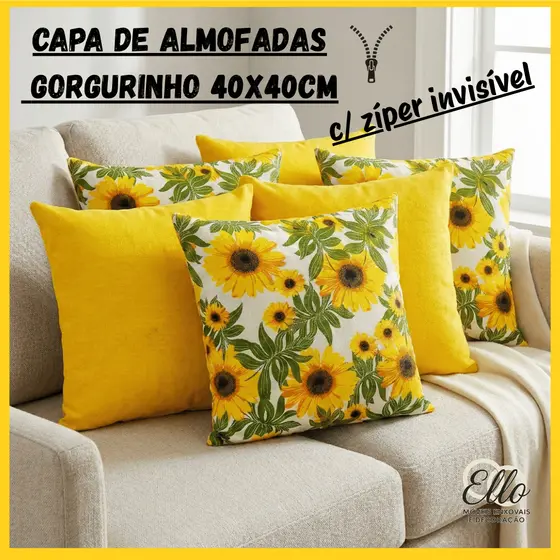 Capa de Almofadas Kit 2, 4, 6 ou 8 Pçs 40x40cm Gorgurinho Natureza | Sala, Quarto ou Varanda!