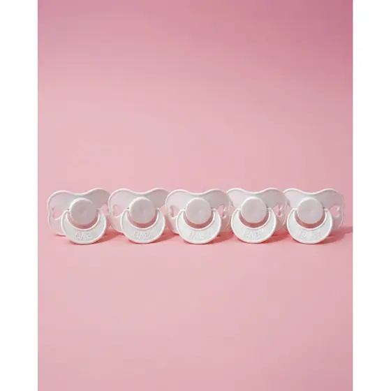 Chupeta Boneca Reborn bico palito cor Branca kit com 5 Modelo Coração 4cm | Ideal para Bonecas