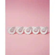 Chupeta Boneca Reborn bico palito cor Branca kit com 5 Modelo Coração 4cm | Ideal para Bonecas
