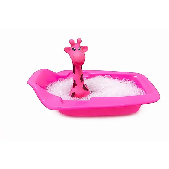 Kit Safari Hora do Banho Girafa Vinil Não Tóxico com Banheira Infantil 24cm