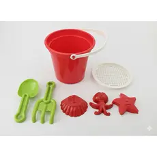 Balde de Praia Infantil 12cm com Pá Rastelo Peneira e 3 Forminhas