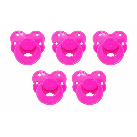 kit com 5 Chupetas modelo ursinho Rosa Chock bico palito grande de Brinquedo  para Boneca | Acessório Infantil Baby
