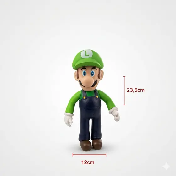 Boneco Luigi super mario 23,5cm Grande | Colecionável Geek | Brinquedo Infantil Presente oi