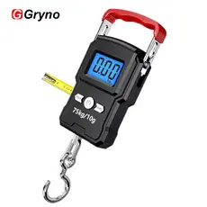 Gryno Balança De Bagagem 75kg Peso LED Mini Eletrônica Digital Para Viagens Bolsa De Pesca Com Fita Métrica