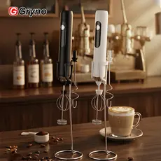 Gryno 3 Em 1 Batedor De Leite Recarregável Elétrico De Aço Inoxidável , Mini Ovos Portátil , Para Café , Matcha , Lattes