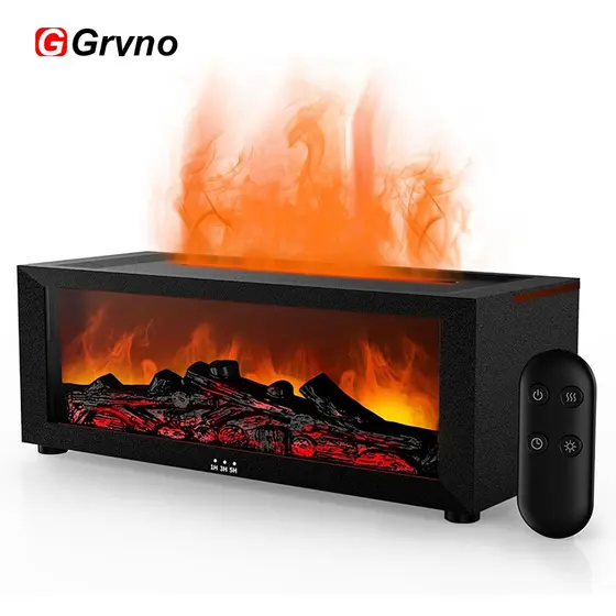 Gryno Difusor De Óleo Essencial Umidificador De Aroma 7 Cores Lareira Chama Ar Ultrassônico Com Temporizador Para Casa ,