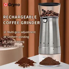 Gryno Moedor Elétrico De Grãos De Café Portátil De Aço Inoxidável Com Ajuste De Moagem , De Cerâmica , Recarregável Tipo