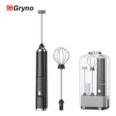 Gryno Batedor De Leite Recarregável Elétrico , Mini Ovos Portátil , Ponta Dupla Com Suporte E Caixa De Armazenamento , P